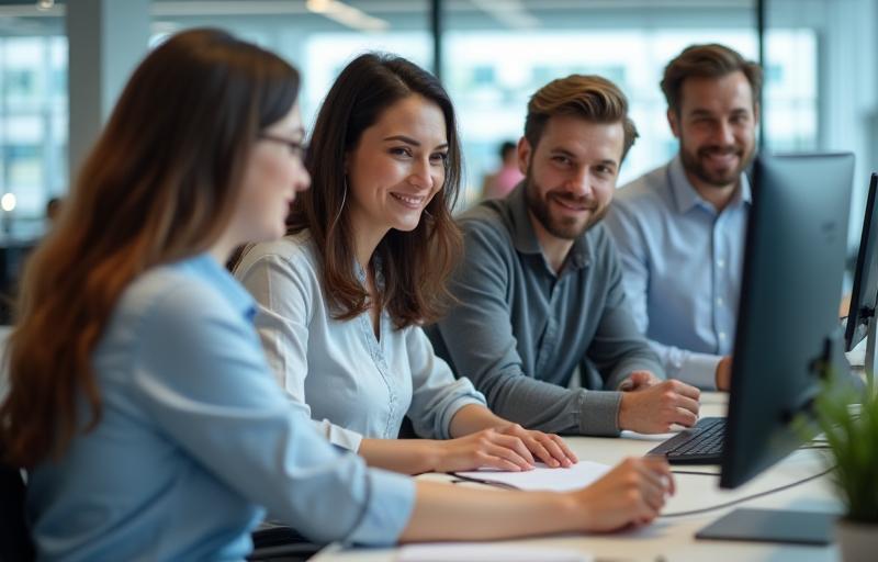 ChromaWaves support team collaborating in a modern office